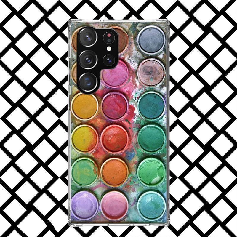 Watercolors Set Paint Palette Painting Phone Case for Samsung Galaxy S26 S25 Edge S24 S23 Ultra S22 Plus S21 FE S20 + Soft Cover