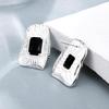 Minority Design 925 Sterling Silver Geometric Black Zircon Earrings for Women