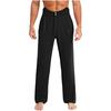 Mens Latin Ballet Dance Long Pants Back Elastic Band Side Pockets Loose Straight Trousers Rumba Dancewear