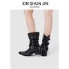 Retro Embroidered Pointed Western Cowboy Boots Women's Spring and Summer New Thick Heel Versatile Knight Boots Sleeve Boots