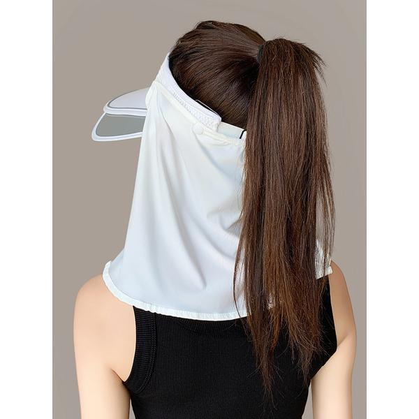 Women's Ice Silk UV Protection Sun Visor Hat, Wide Brim Detachable Face Mask, Summer Cycling Headwear