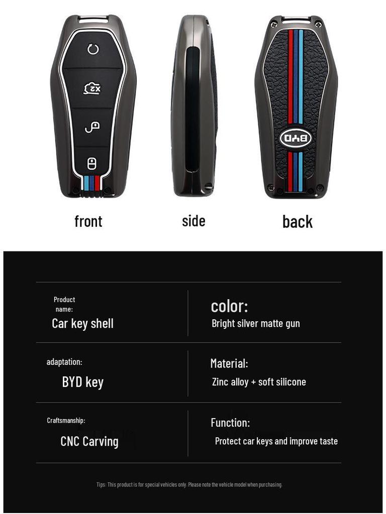 BYD Qin, Dolphin, E2, Yuan, E3, E6 Plus Key Cover and Metal Keychain Shell