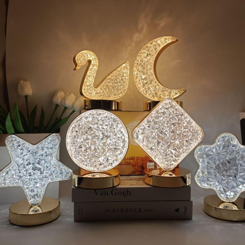 1Pcs Usb Bedside Led Ambient Table 3D Moon Lamp Touch Control 3D Crystal Star Flower Night Light Girls Room Home Decor