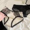 Elegant Low-Waist Ice Silk Satin Lace Panties with Pure Cotton Lining