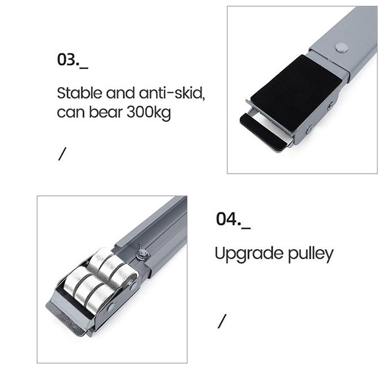 Heavy Duty Adjustable Appliance Rollers with Brake Telescopic Mobile Base Wheels for Washing Machine Fridge Furniture