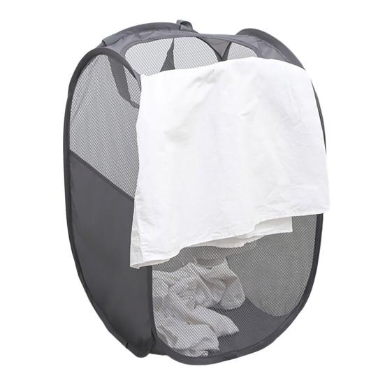 Dirty Clothes Storage Basket Foldable Large Capacity Hollow Out Mesh See-through Breathable Wide Opening Great Load Bearing Straps Toys Dolls Storage