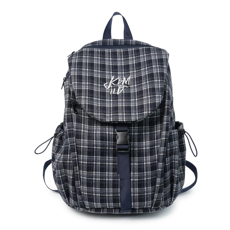 Vintage Plaid Backpack College Style Junior High School Student Schoolbag