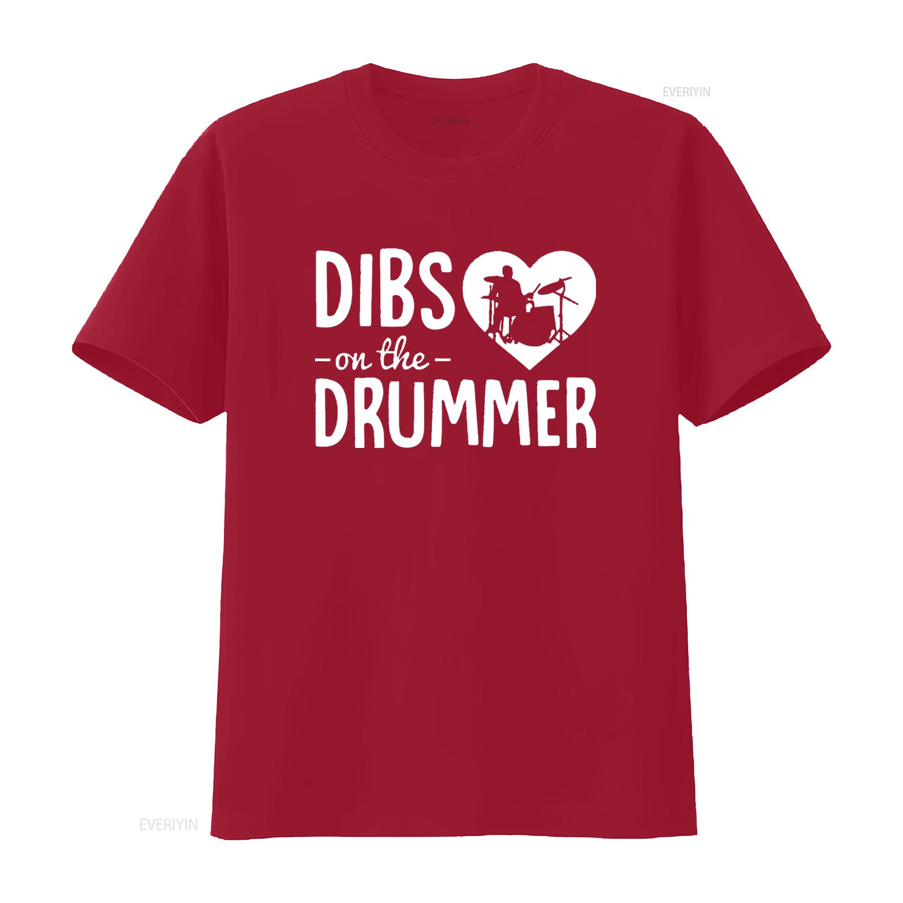 Womens Dibs On The Drummer Funny Wife Husband Girlfriend Crew Neck T Shirt Black 2XL vintage Washed Stylish Soft Versatile S