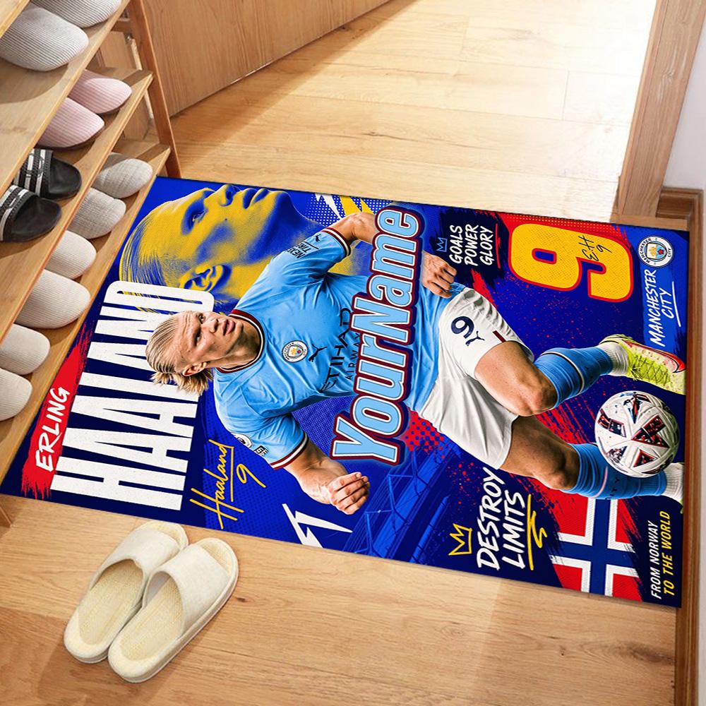 Manchester City Customize Text Area Rug Design for Game Room Dormitory Dining Room Kitchen Antislip Carpet Office home decor Gift for Festivals