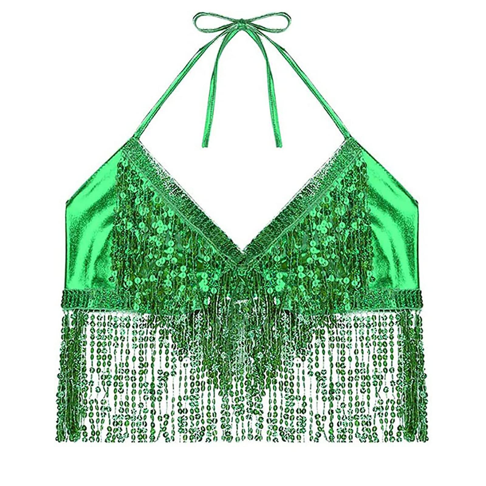 

Женские топы для выступлений, бюстгальтеры для танца живота, сексуальная сценическая одежда с бахромой One Size зелёный