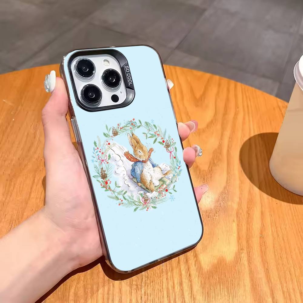 Cute P-Peter Rabbit Phone Case For iPhone17,16,15,14,13,12,11,Pro,MAX White Matte Shockproof Cover