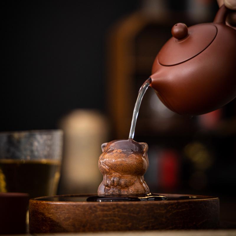 Old Rock Mud Cute Cat Turtle Ingot Tea Pet Ornament Tea Table Decoration Retro Small Ornament Ceramic Tea Path Cover