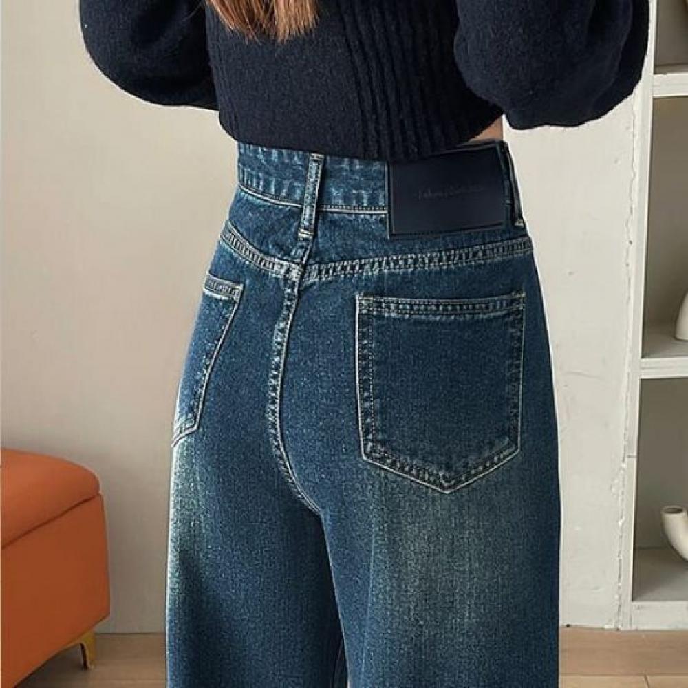 Navava Np298 Casual Straight Fleece Denim Pants