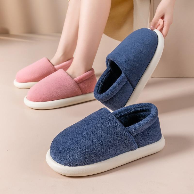 Removable cotton slippers women's new autumn and winter home home indoor couple thick-soled velvet cotton shoes men