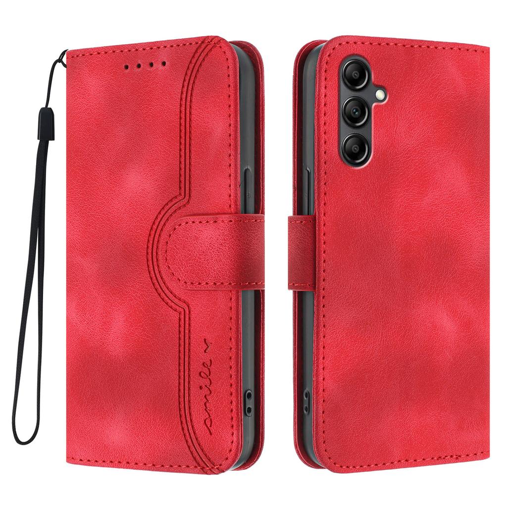 For Samsung Galaxy A16 4G/Galaxy A16 5G Leather Case Wallet Stand Smile Imprinted Phone Cover with Strap