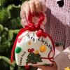 Christmas Gift Bags Cartoon Candy Bag with Bow Biscuits Apple Packaging Box Children's Drawstring Pouch Party Supplies Storage