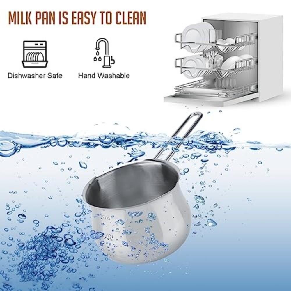 with Spout Single Hand Pot 304 Stainless Steel Stainless Steel Small Pot Milk Pan  Stove Top