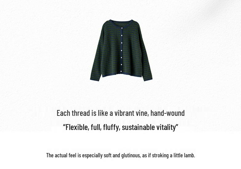Korean Style Striped Cashmere Women's Knit Cardigan - Warm, Soft, and Skin-Friendly Outerwear Sweater.