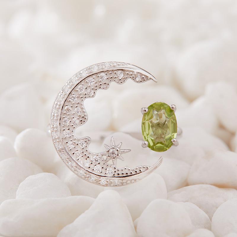 Natural Amethyst Citrine Ring Women'S Color Treasure Pomegranate Topa Transparent Peridot Moon Index Finger Ring