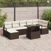 Set de sofa de jardin vidaXL 8 pièces avec coussins marron en polyrotin, Sofa de jardin vidaXL 2 places avec coussins marron 3348864