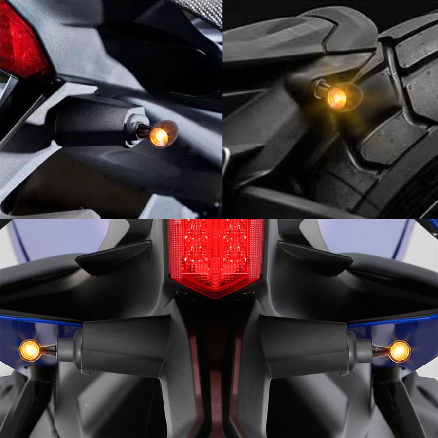 8mm Aluminum Motorcycle Mini LED Turn Signal Light Bullet Moto Flashing Light Clignotant Moto Led 12V Fit for Kawasaki Suzuki Yamaha