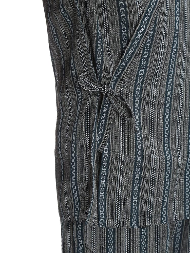 CLUB Sakazen Plus Size Shijira Weave Top and Bottom Jinbei Black X1 To B&T (B&T Club) Men's Yarn-Dyed Set, Loungewear, / (equivalent 3L-4L)