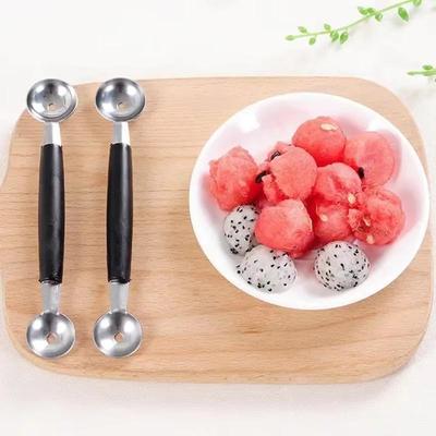 2pcs Double-headed Fruit Scoop Multifunctional Ice Cream Creative Watermelon Fruit Platter Spoon Fruit Scoop Kitchen Tools