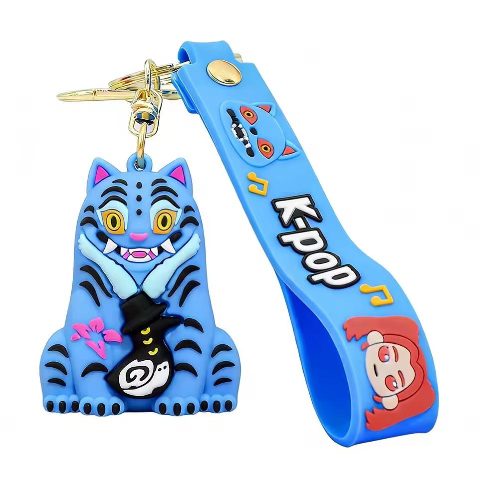 

New 3D Anime PVC Keychain Kpop Movie Demon Hunters Derpy Girls Tiger Doll Action Model Car Toy K-pop Beautiful Gifts