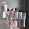 Ecoco Wall-Mounted Toothbrush Holder Set with No-Punch Cup and Automatic Toothpaste Dispenser