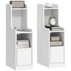 Set of 2 Bedside Tables with Charging Station, Modern Nightstands with Drawer, Open Shelves, White