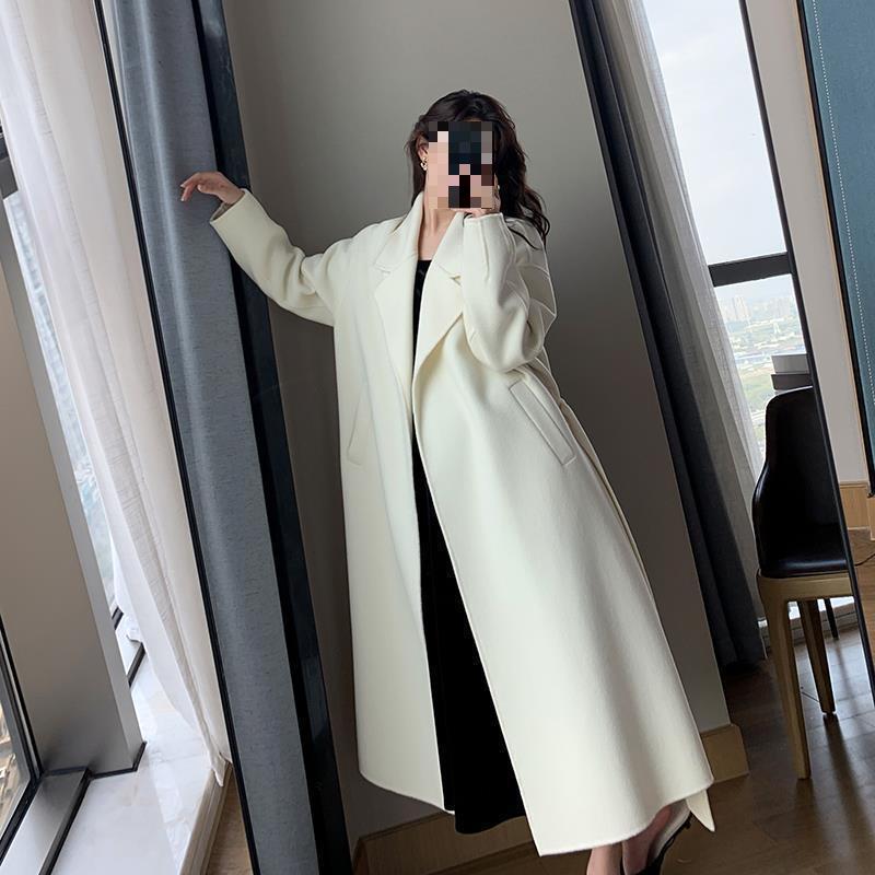 Women's High-End Mid-Length White Wool Coat – Perfect for Autumn and Winter