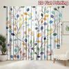 Colorful Leaf Polyester Curtains Set Two Decorative Kitchen Window Treatments Vibrant Fabric Of 2 Made Cooking Area Decor