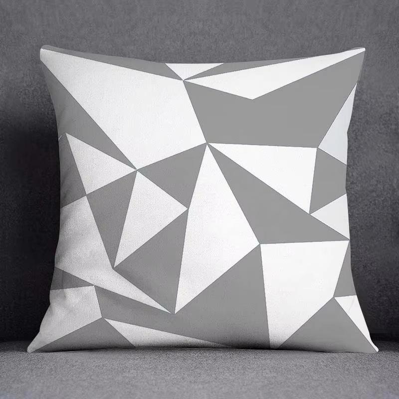 Double Sided Geometric Pillow Cover Minimalist Theme Party Decoration with Gray White Design for Modern Events