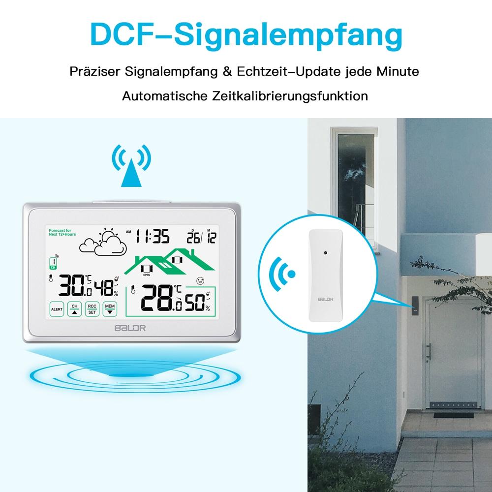  Weather Station Digital DCF Radio Control Wall Clock Calendar LCDThermometer Hygrometer Record Trend Forecast Sensor -40℃