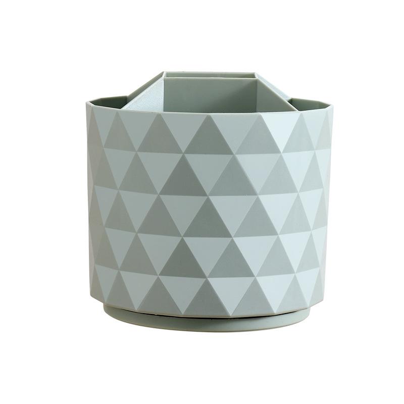 

Diamond-shaped Dust-proof Cosmetic Storage Box with A Transparent Beauty Brush Holder on The Desktop зелёный