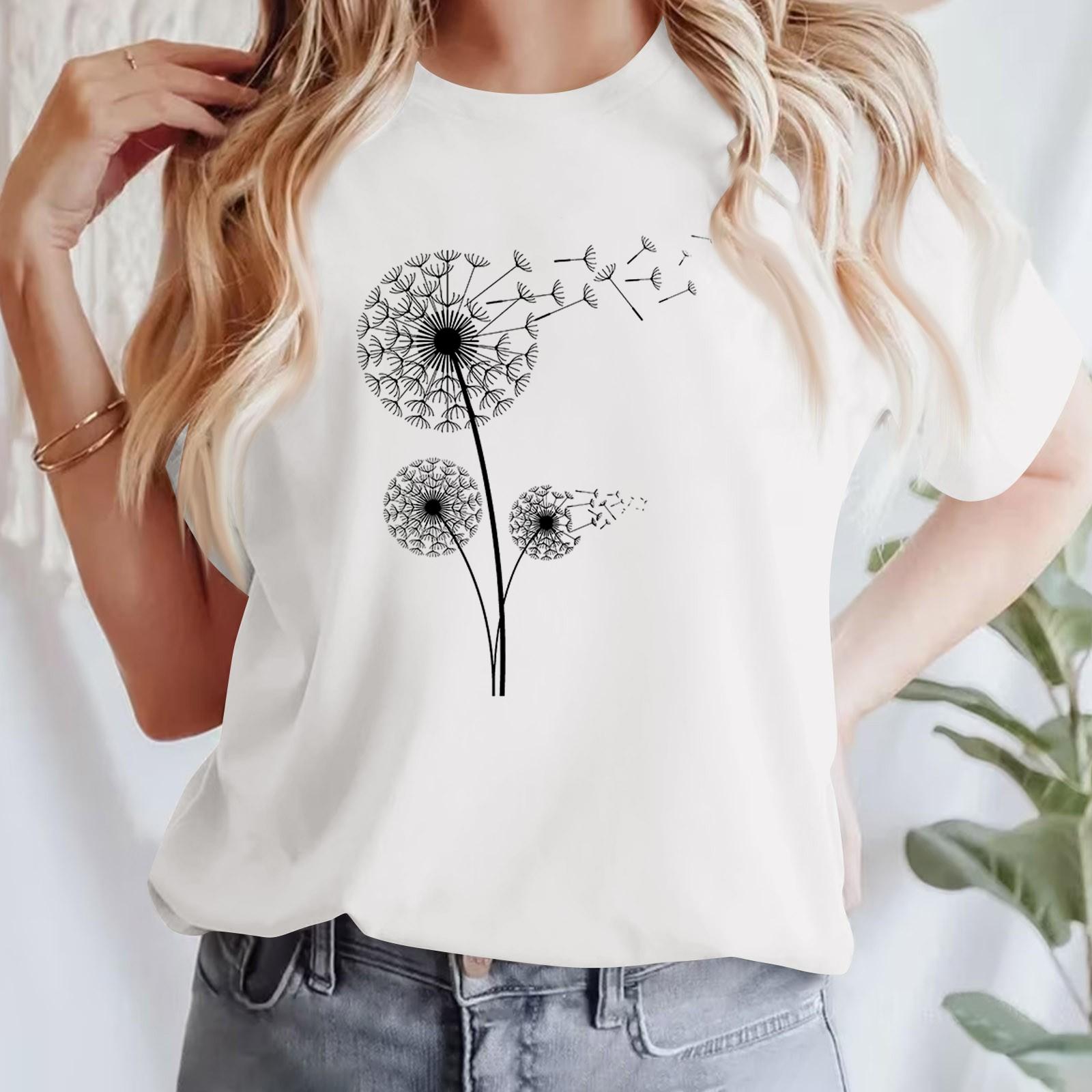 

Женская повседневная футболка с принтом, пуловер с круглым вырезом, топ с короткими рукавами XXXL белый