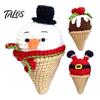 Cute Desktop Decorations for Office Handmade Crochet Christmas Ornament, Ice Cream Theme Decor, Cozy Winter Decor Yarn Figurine Holiday Home