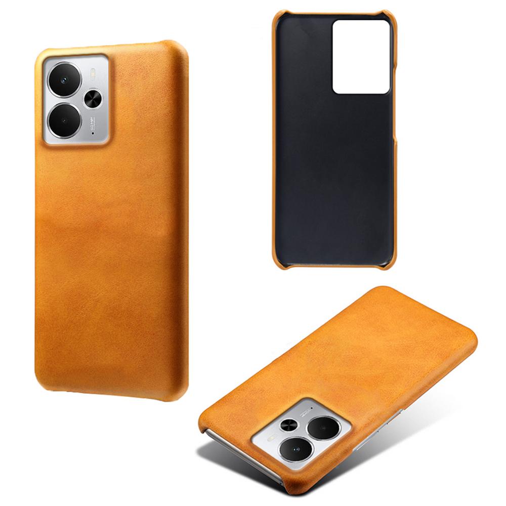 For Realme 14 5G Case Calf Texture PU Leather Hard PC Protective Phone Cover