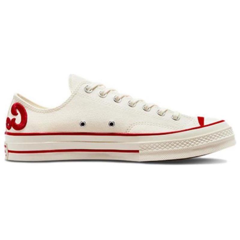 Converse 1970s Abrasion-Resistant Low-Top Canvas Shoes Unisex White Red