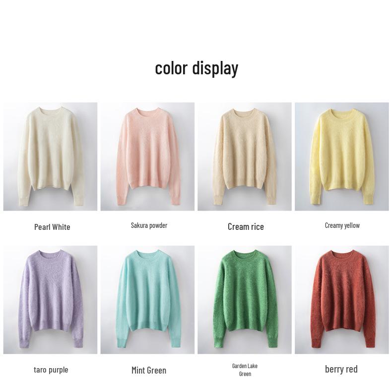 2025 Autumn/Winter Women's Seamless Knit Wool Sweater - Round Neck, Loose Fit, Plus Size, Long Sleeve Top