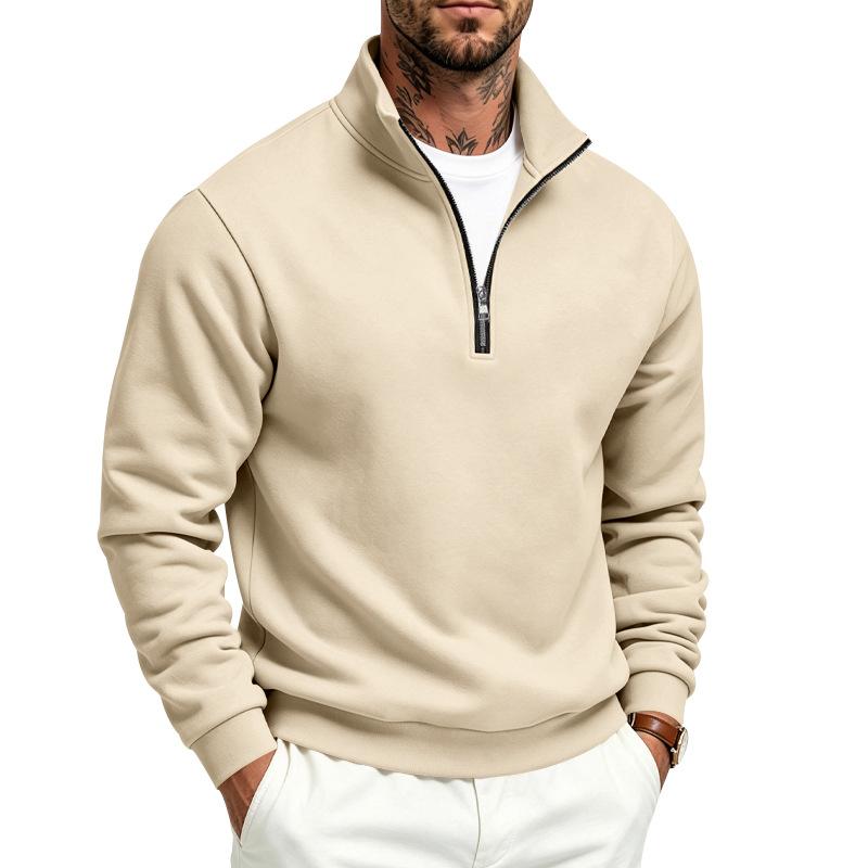 Men's Fleece Half Zip Sweatshirt Stand Collar Relaxed Fit Outdoor Casual Pullover