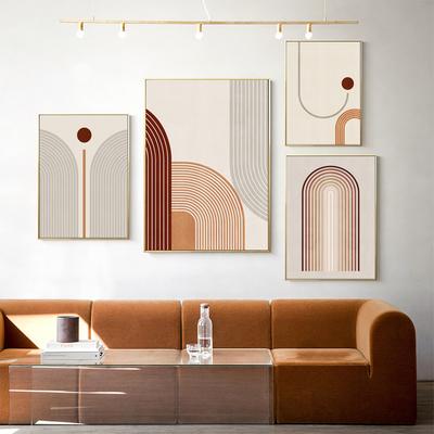 Geometrisches Blatt Regenbogen Abstraktes Boho Leinwanddrucke Böhmen Linie Poster Nordisches Zimmer Wandästhetik Kunst Malerei Für Heimdekor