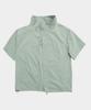 Placestudioman Authentic Light Diagonal Cut Point High-Neck Nylon Windbreaker Short Sleeve Jacket [Green]