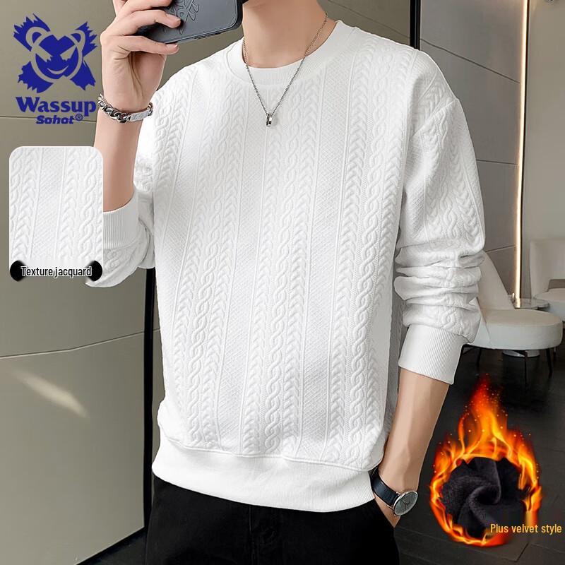 Wassup Sohot Men's Round Neck Long Sleeve Top