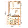 Bamboo Hanger, Shoe Rack, Shelf, Hall Stand, 4 Shelves, Hooks, Footwear
