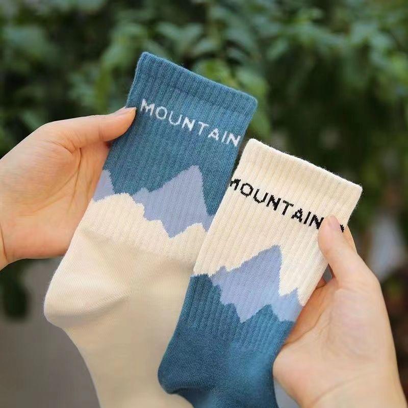 Style Men Socks Asymmetrical Pattern Street Hip Hop Skateboard Man Cotton Sock Breathable