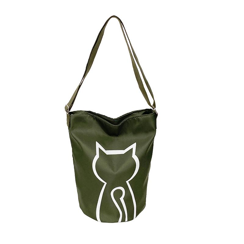 2025 Koreanischer Stil Damen Rucksack mit großer Kapazität zum Umhängen – Niedliche Kätzchen Eimer Tasche