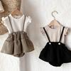 Korean Baby Girl Summer Cotton T-Shirt with Cute Ruffled Edges
