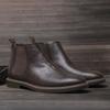 fashion Autumn Men's Leather Shoes Slip-on Leather Boots Handmade British Casual Business Chelsea Boot Men Ankle Boots Zapatos De Hombre