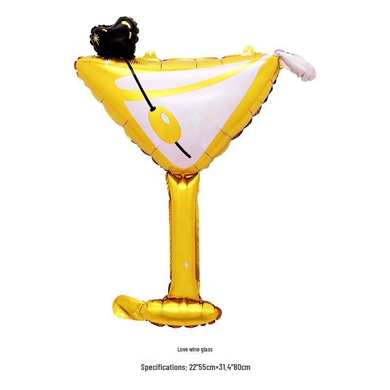 Champagne Whiskey Wine Bottle High Stem Glass Balloon for Parties and Celebrations
